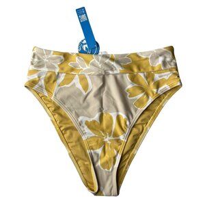 Cupshe Womens Swim Suit Bikini Bottoms Yellow Tan White Size Medium New